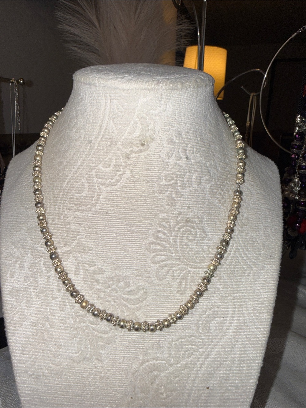 Napier Silver and Champagne Beaded Necklace